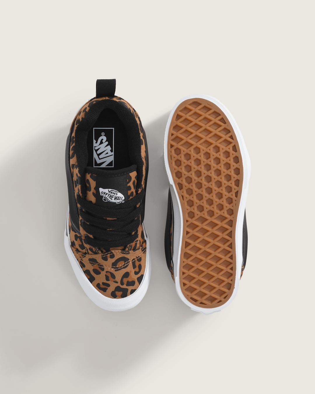 Vans Big Kids' Knu Skool Shoe in Leopard Brown / Black
