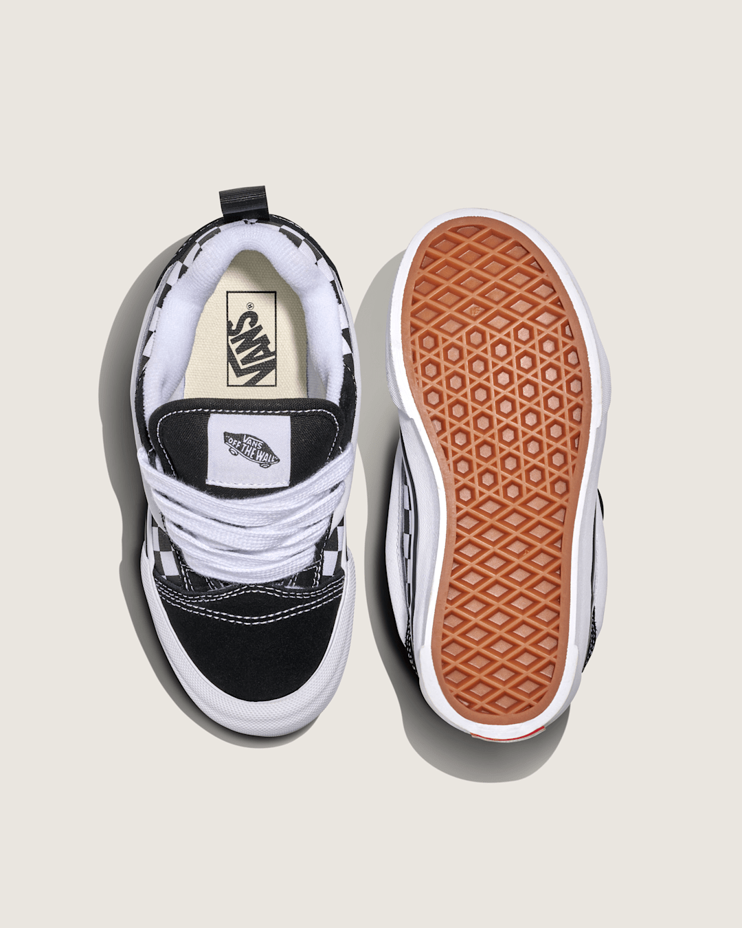 Vans Big Kids Knu Skool Checkerboard Shoe in Checkerboard Black / True White