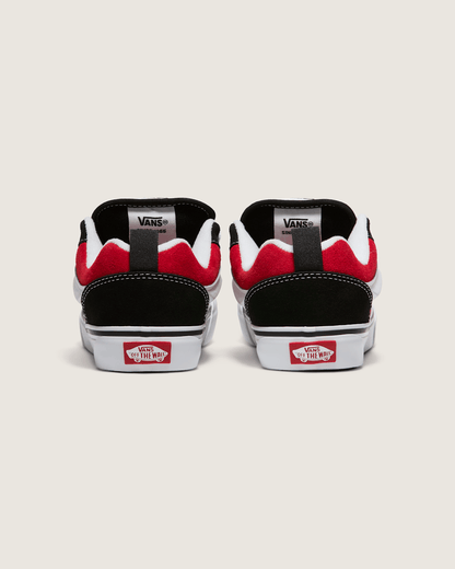 Vans Big Kids Knu Skool Shoe in Black / Racing Red