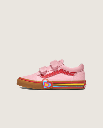 Vans Little Kids Old Skool V Shoe in Gum Pink