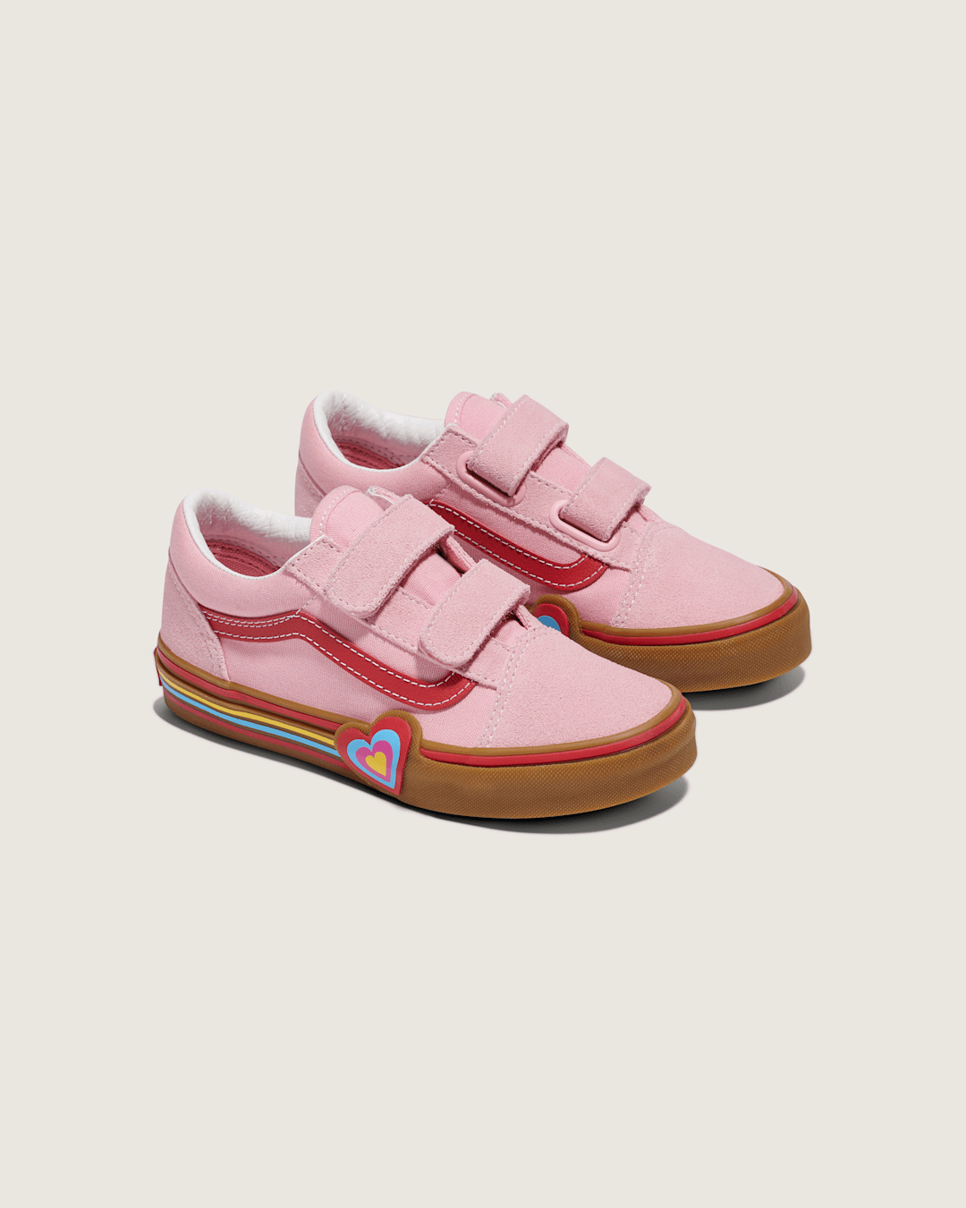 Vans Little Kids Old Skool V Shoe in Gum Pink
