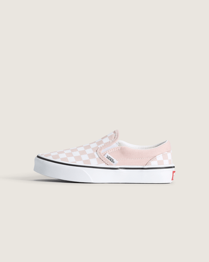 Vans Little Kids Classic Slip-On Checkerboard Shoe in Checkerboard Sepia Rose Pink