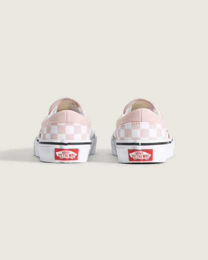 Vans Little Kids Classic Slip-On Checkerboard Shoe in Checkerboard Sepia Rose Pink
