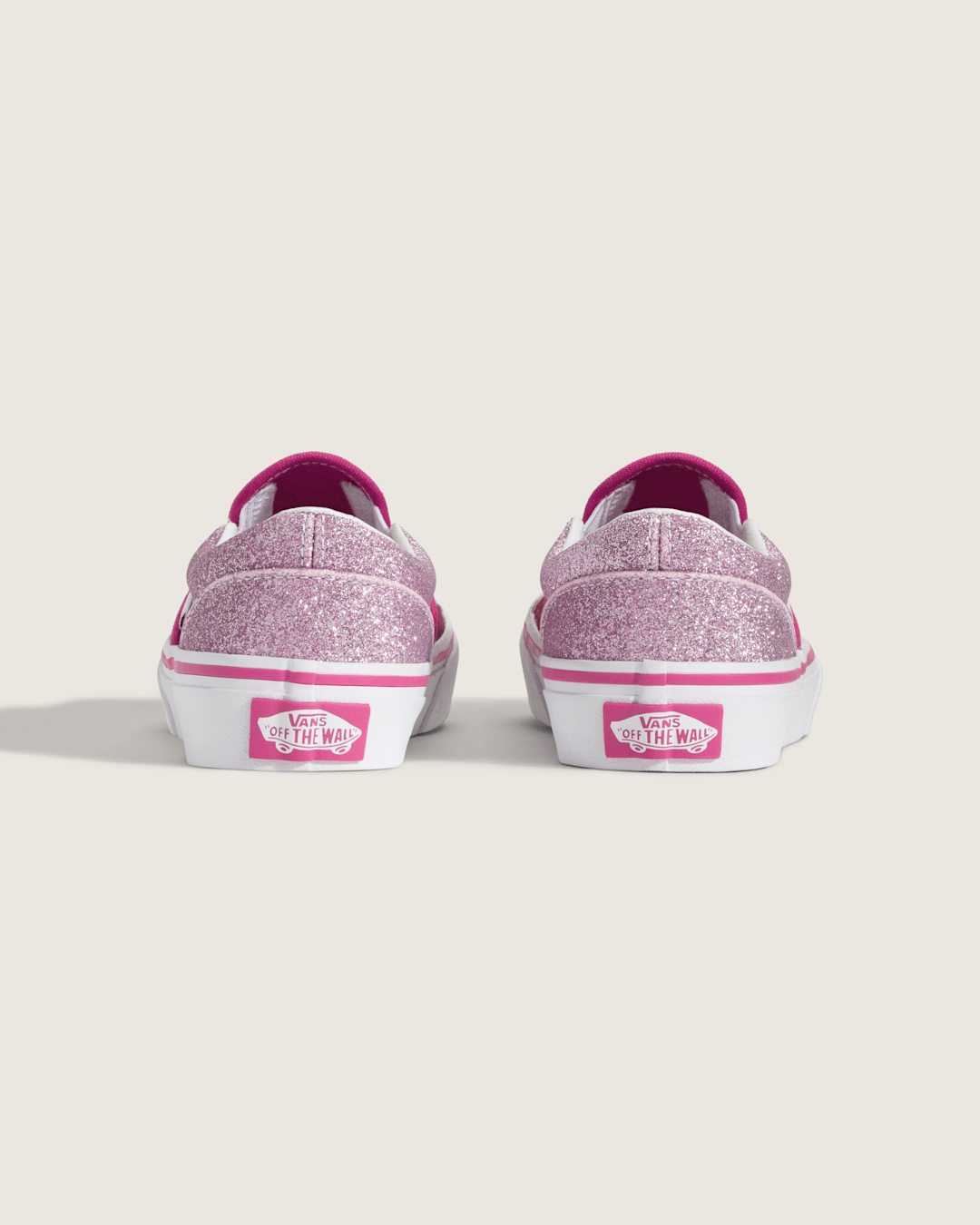 Vans Little Kids Classic Slip-On Shoe in Glitter Raspberry Rose Pink