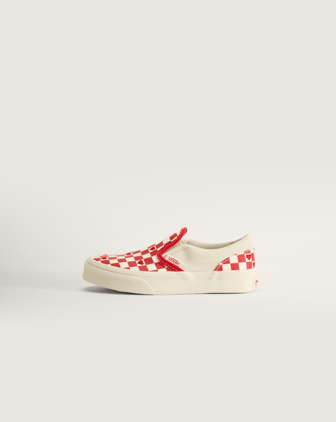 Vans Little Kids Classic Slip-On Checkerboard Shoe in Checkerboard Racing Red / True White