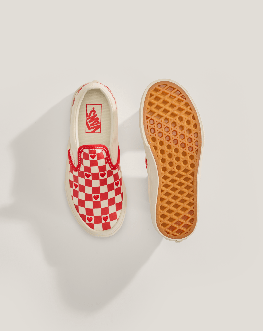 Vans Little Kids Classic Slip-On Checkerboard Shoe in Checkerboard Racing Red / True White
