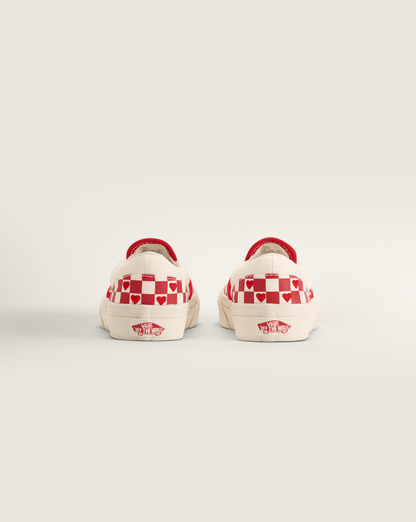 Vans Little Kids Classic Slip-On Checkerboard Shoe in Checkerboard Racing Red / True White