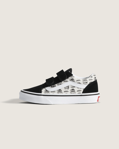 Vans Little Kids Old Skool V Shoe in Black / White
