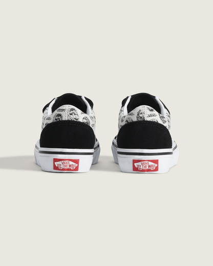 Vans Little Kids Old Skool V Shoe in Black / White