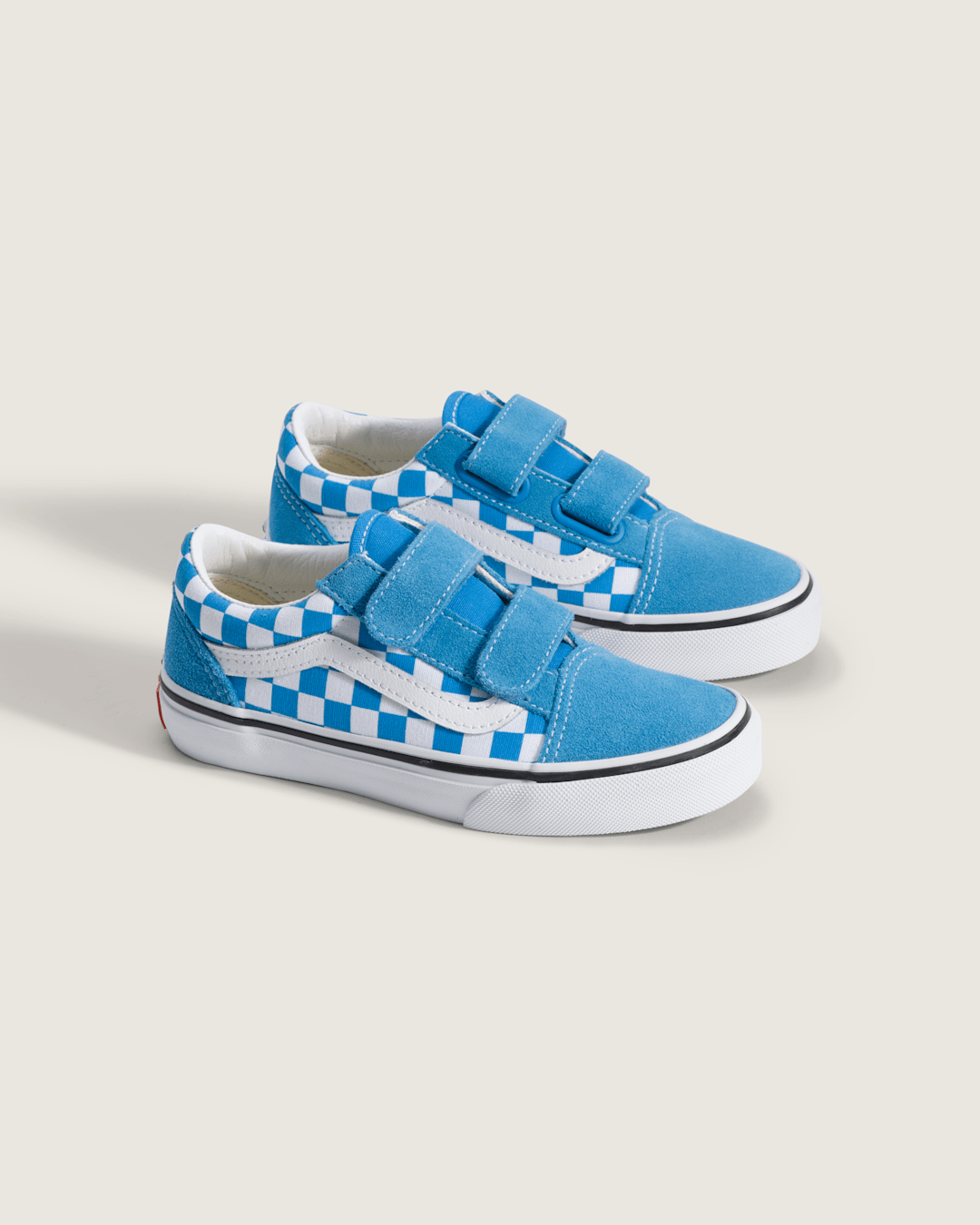 Vans Little Kids Old Skool V Checkerboard Shoe in Checkerboard Bright Azure Blue