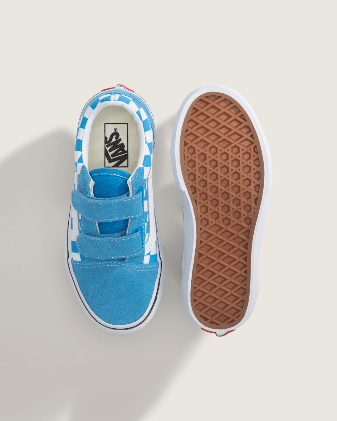 Vans Little Kids Old Skool V Checkerboard Shoe in Checkerboard Bright Azure Blue