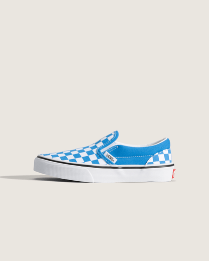 Vans Little Kids Classic Slip-On Checkerboard Shoe in Checkerboard Bright Azure Blue
