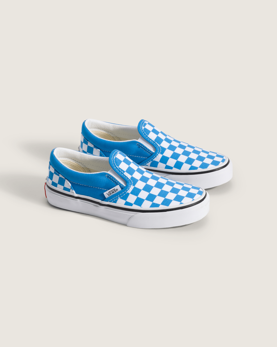 Vans Little Kids Classic Slip-On Checkerboard Shoe in Checkerboard Bright Azure Blue