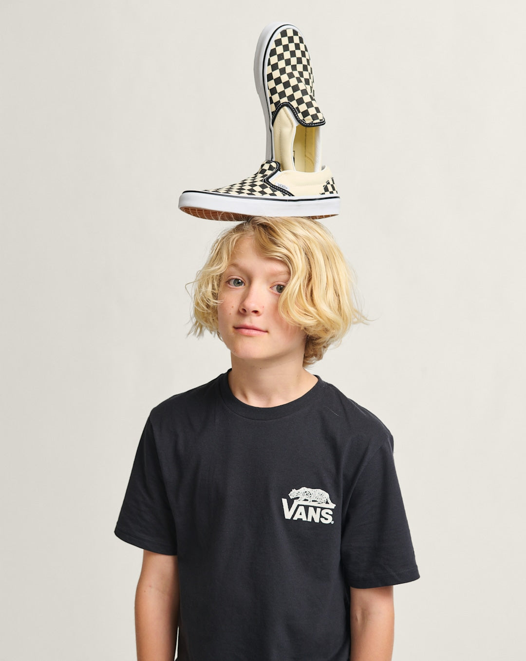 Vans Kids Classic Checkerboard Slip-On Black/White Shoes
