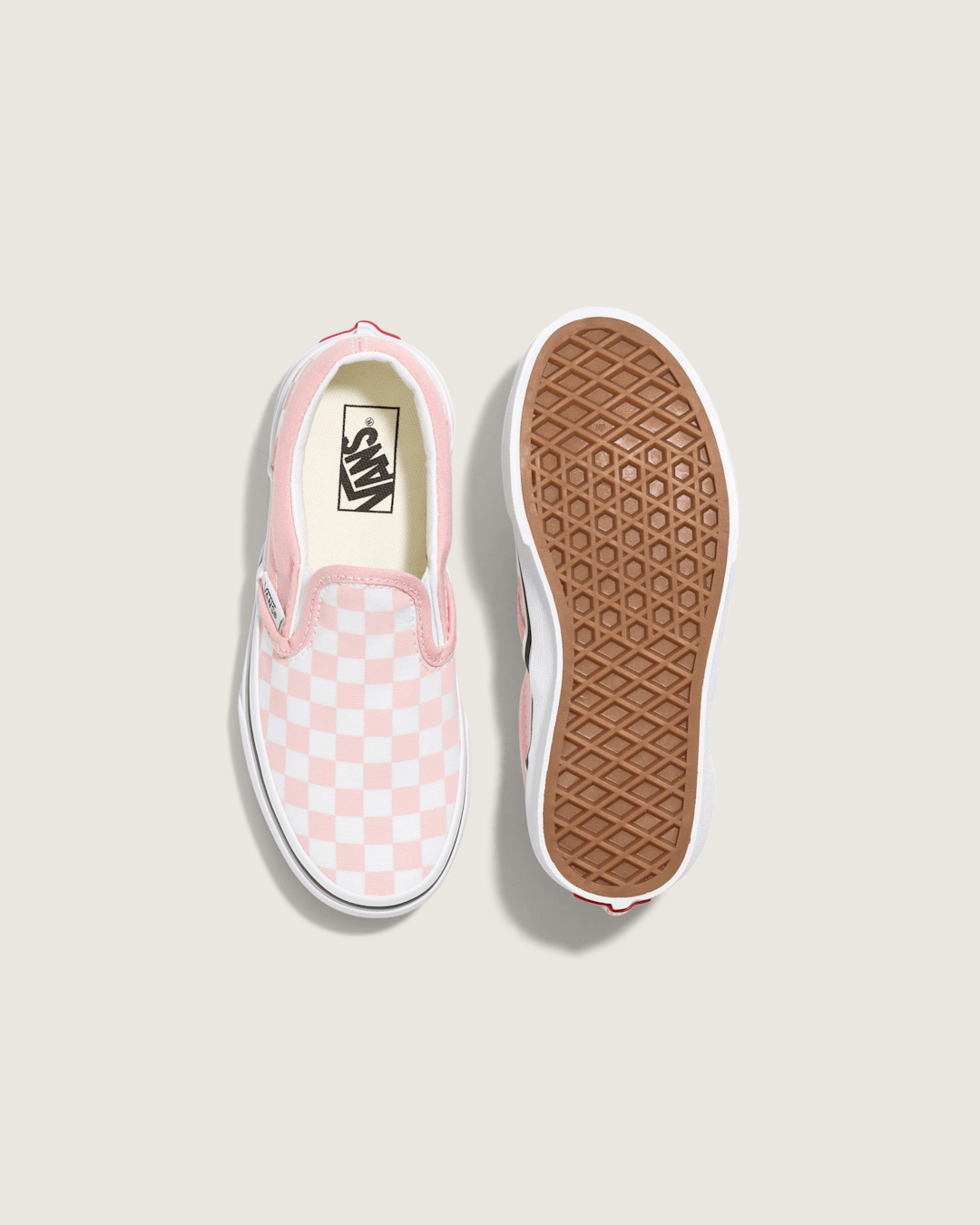 Vans Kids Classic Checkerboard Slip-On Powder Pink/True White Shoes
