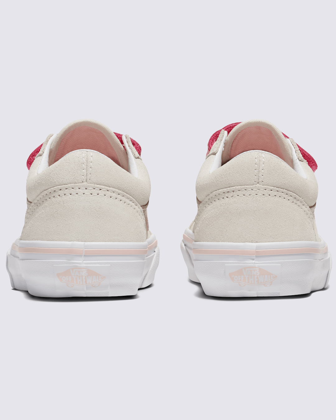 Vans Little Kids Old Skool V Shoe in Marshmallow White / Metallic Pink