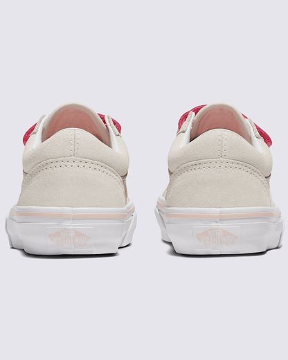 Vans Little Kids Old Skool V Shoe in Marshmallow White / Metallic Pink