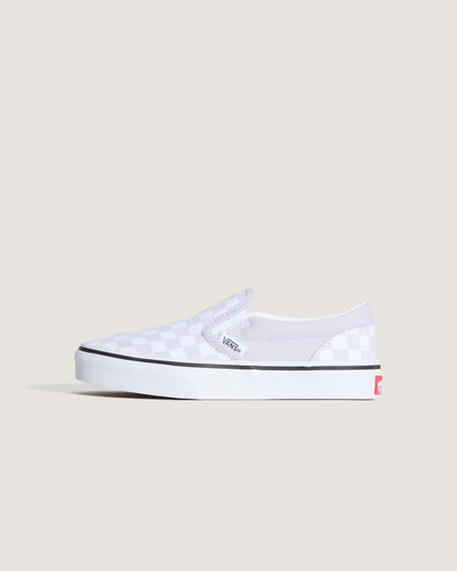 Vans Little Kids Classic Slip-On Checkerboard Shoe in Checkerboard Lilac Mist Purple