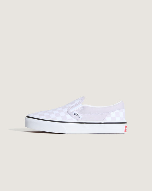 Vans Little Kids Classic Slip-On Checkerboard Shoe in Checkerboard Lilac Mist Purple