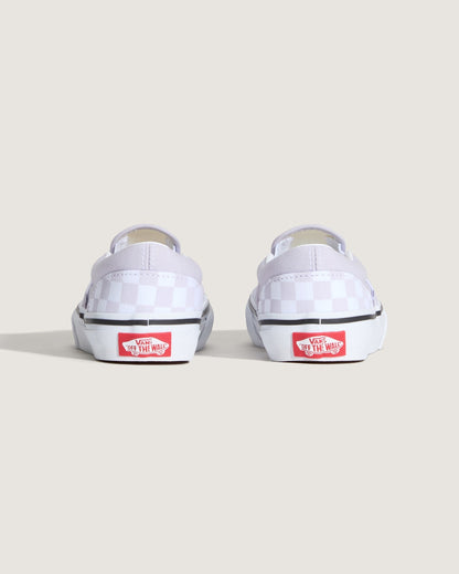 Vans Little Kids Classic Slip-On Checkerboard Shoe in Checkerboard Lilac Mist Purple