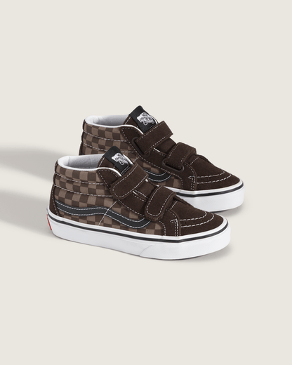 Vans Little Kids' Sk8-Mid V Checkerboard Shoe in Checkerboard Brown
