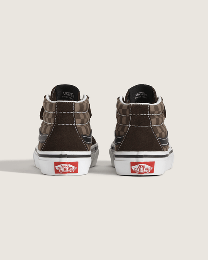 Vans Little Kids' Sk8-Mid V Checkerboard Shoe in Checkerboard Brown