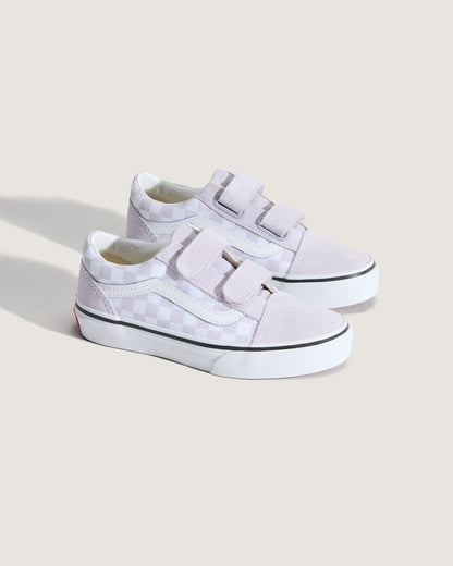 Vans Little Kids Old Skool V Checkerboard Shoe in Checkerboard Lilac Mist Purple