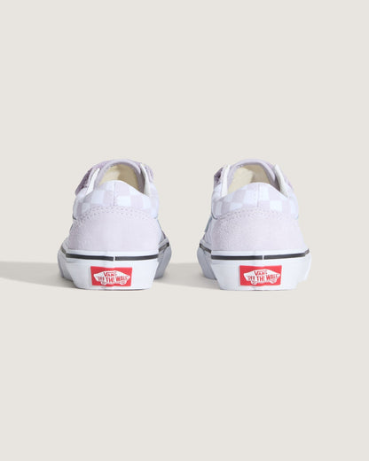 Vans Little Kids Old Skool V Checkerboard Shoe in Checkerboard Lilac Mist Purple