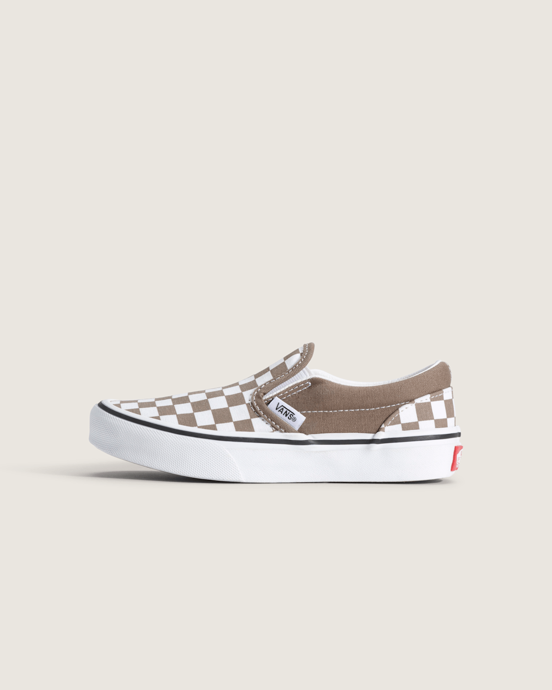 Vans Little Kids Classic Slip-On Checkerboard Shoe in Checkerboard Walnut Brown
