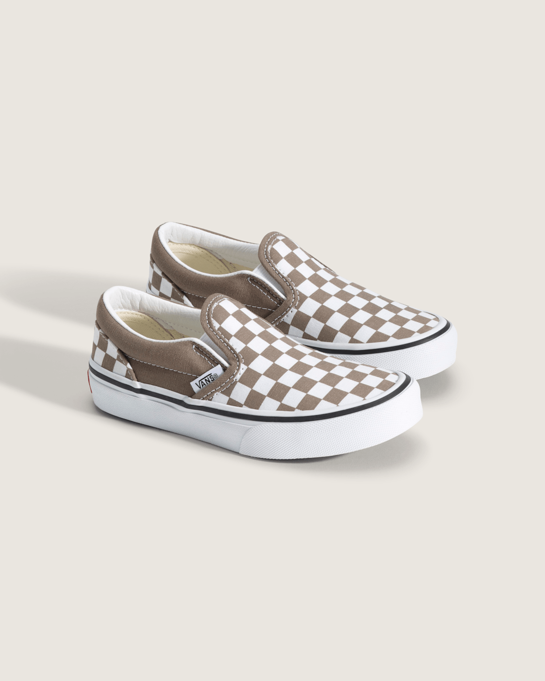 Vans Little Kids Classic Slip-On Checkerboard Shoe in Checkerboard Walnut Brown