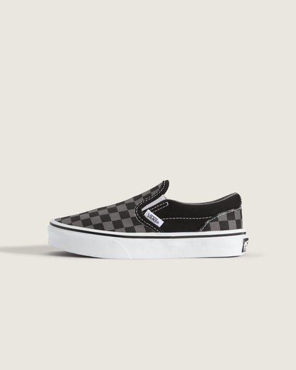 Vans Kids Classic Checkerboard Slip-On Black/Pewter Shoes
