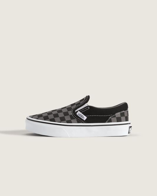 Vans Kids Classic Checkerboard Slip-On Black/Pewter Shoes