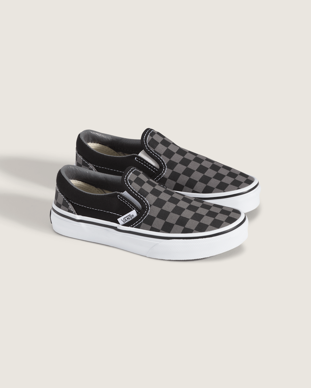 Vans Kids Classic Checkerboard Slip-On Black/Pewter Shoes