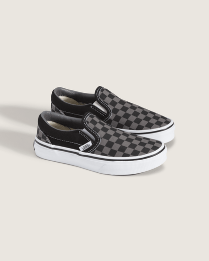 Vans Kids Classic Checkerboard Slip-On Black/Pewter Shoes