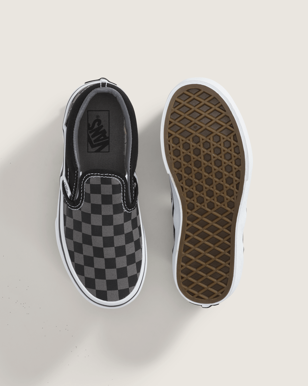 Vans Kids Classic Checkerboard Slip-On Black/Pewter Shoes