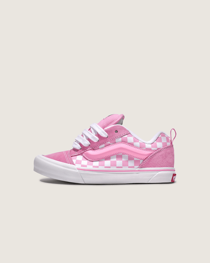 Vans Little Kids Knu Skool Checkerboard Shoe in Checkerboard Prism Pink / True White