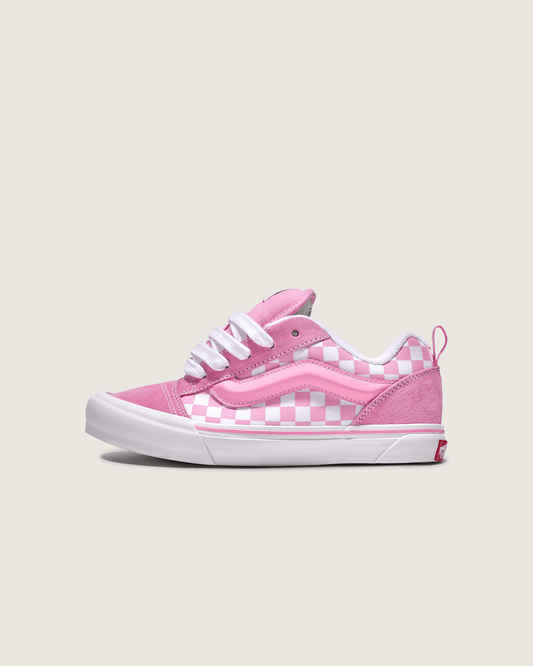 Vans Little Kids Knu Skool Checkerboard Shoe in Checkerboard Prism Pink / True White