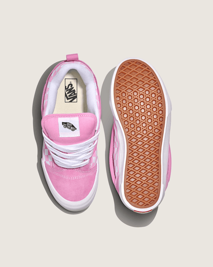 Vans Little Kids Knu Skool Checkerboard Shoe in Checkerboard Prism Pink / True White