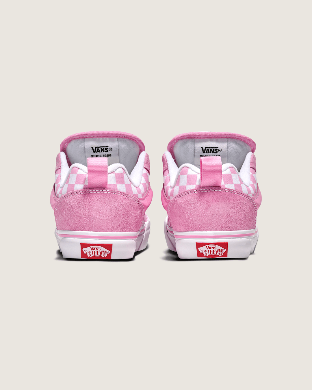 Vans Little Kids Knu Skool Checkerboard Shoe in Checkerboard Prism Pink / True White