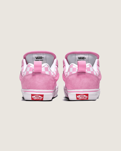 Vans Little Kids Knu Skool Checkerboard Shoe in Checkerboard Prism Pink / True White