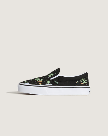 Vans Little Kids Classic Slip-On Shoe in Black / Green