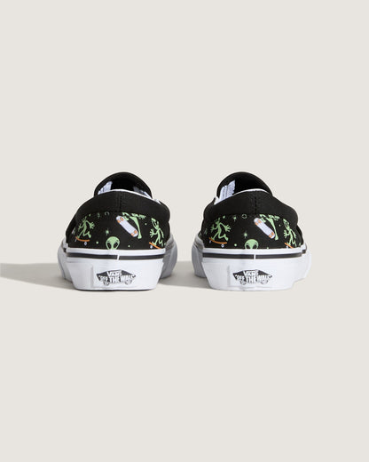 Vans Little Kids Classic Slip-On Shoe in Black / Green