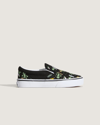 Vans Little Kids Classic Slip-On Shoe in Black / Green