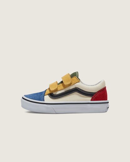 Vans Little Kids Old Skool V Shoe in Red / Blue