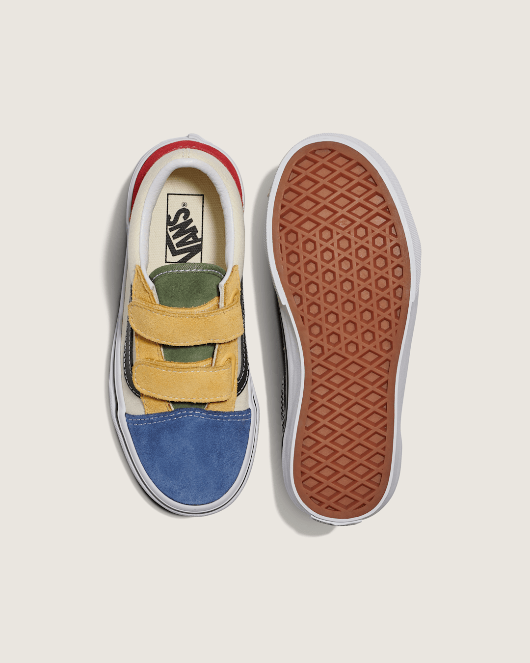 Vans Little Kids Old Skool V Shoe in Red / Blue