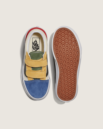 Vans Little Kids Old Skool V Shoe in Red / Blue