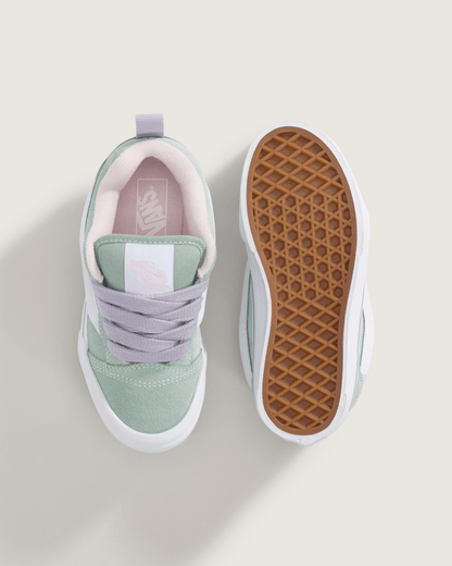 Vans Little Kids Knu Skool Shoe in Grey / Olive Green