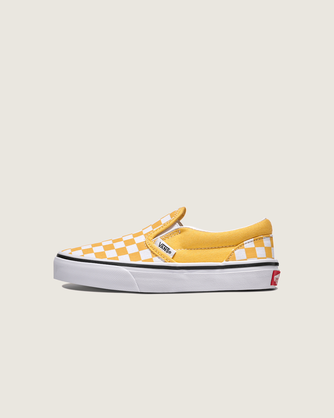 Vans Little Kids Classic Slip-On Checkerboard Shoe in Banana Cream Yellow / White