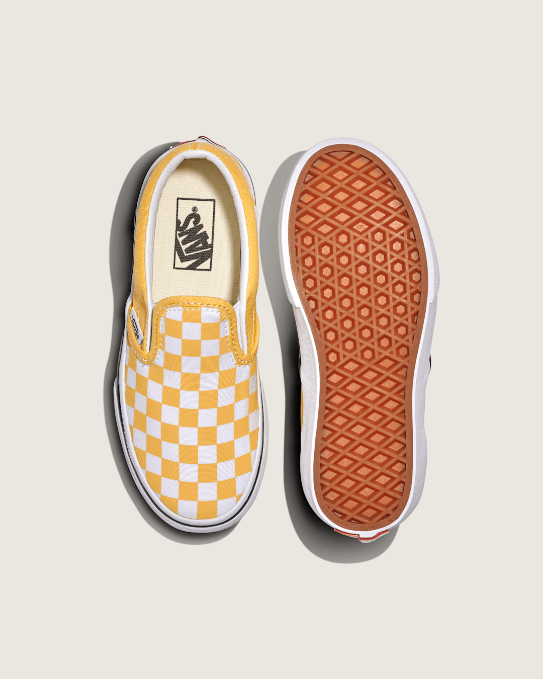 Vans Little Kids Classic Slip-On Checkerboard Shoe in Banana Cream Yellow / White