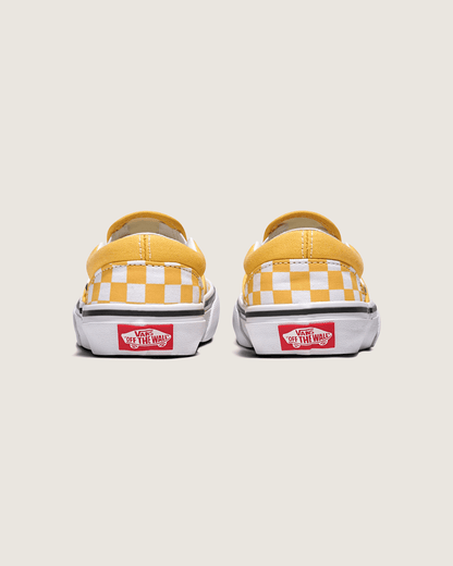 Vans Little Kids Classic Slip-On Checkerboard Shoe in Banana Cream Yellow / White